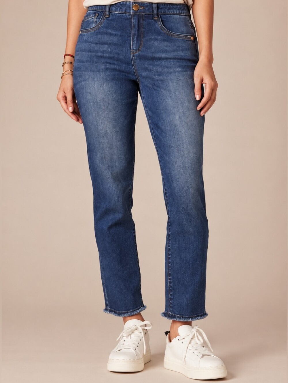 Democracy Ab Solution High Rise Slim Straight Jeans Embroidered D Size 8